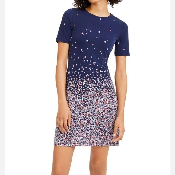 Michael Michael Kors Ombre Bloom Short Sleeve Sheath Dress Size 1X - Picture 1 of 8